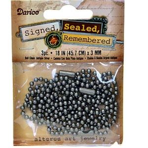 Darice Antique Silver 3mm Ball Chain Necklaces: 18 Inch